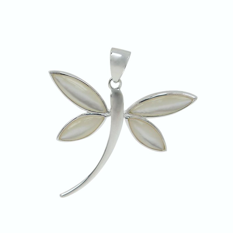 Mother of Pearl Dragonfly Pendant in Sterling Silver w/chain - Click Image to Close